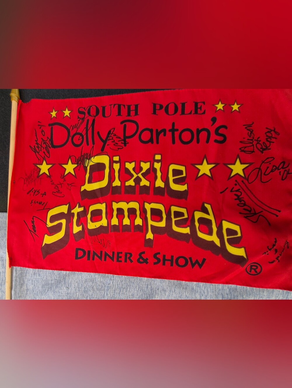 South Pole Red Dixie Stamped Banner with Yellow Accents